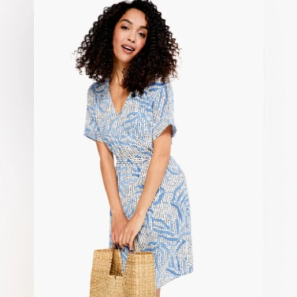 NIC+ZOE Women's Palm Dot Dress Faux Wrap Tie Waist With Pockets XS - Picture 2 of 6